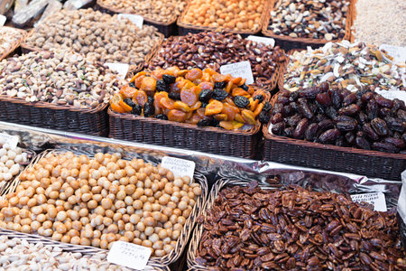 Details of the shops of the boqueria market in Barcelona (Spain)