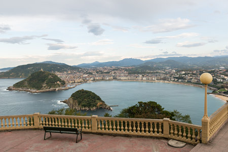 Details of the beach of la concha in San Sebastian (Spain)の写真素材