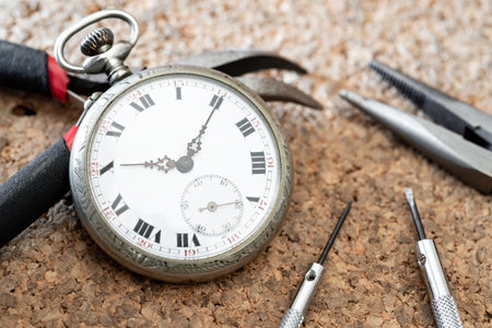 Details of watches and mechanisms for reparation, restoration and maintenanceの写真素材