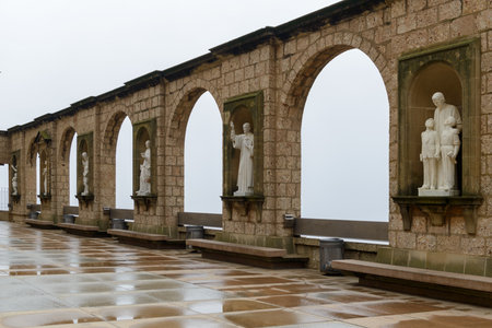 Various views of the Benedictine abbey of the Monastery of Santa MarÃ­a de Montserrat (Barcelona / Spain)の写真素材