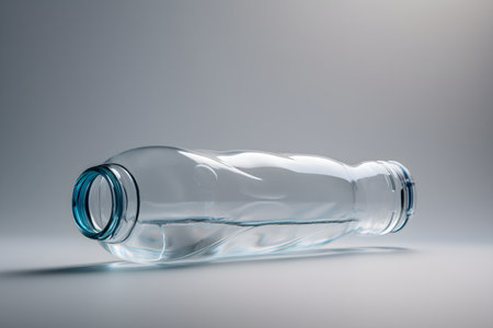 Plastic bottle of water on white background. recycling, environment & Ecology concept. Marine plastic pollution concept.の素材