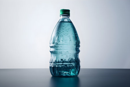 Plastic bottle of water on white background. recycling, environment & Ecology concept. Marine plastic pollution concept.の素材