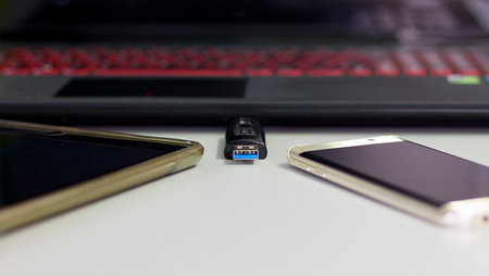 Pen drive, USB among everyday electronic devices - transfer data.