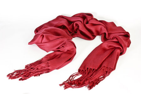 Red scarf isolated on white backgroundの写真素材