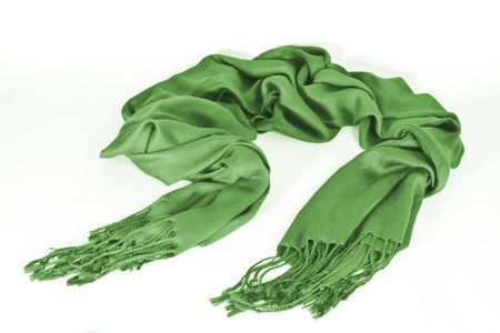 Green scarf isolated on white backgroundの写真素材