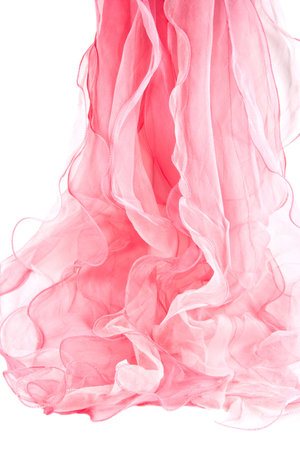 pink silk scarf isolated on white backgroundの写真素材