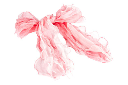 Pink silk scarf isolated on white backgroundの写真素材