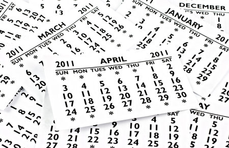 2011 calendar exteriors of the page. Month of April, the site is at the very top.の写真素材