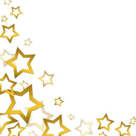Gold stars background. Isolated on the white.の写真素材