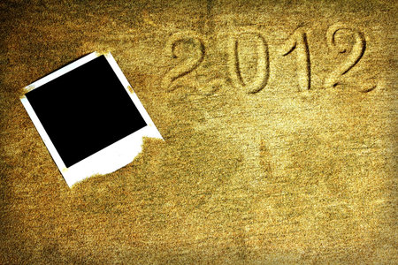 Background on vintage polaroid photograph of the inscription in 2012 year.