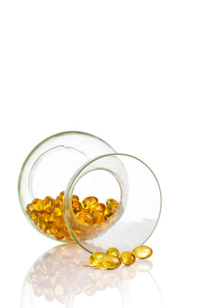 Fish oil glass bottle.の写真素材
