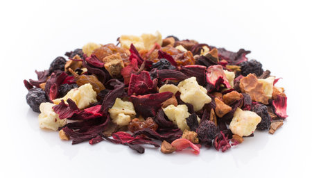 Dry flower tea coconut bowl.の写真素材