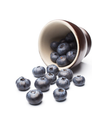 Blueberries on white background.