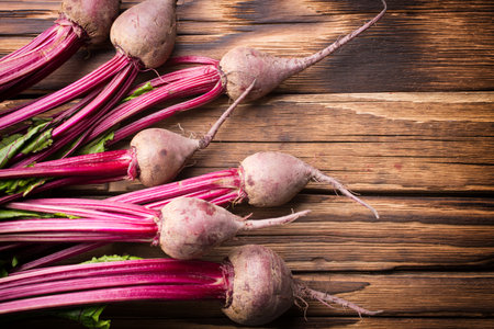 New beets with their foliage. Beet bunch.