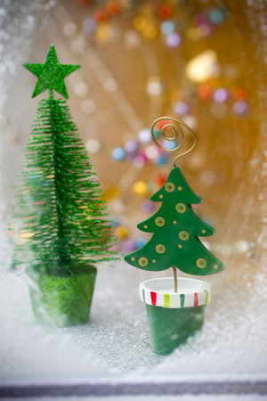 Christmas greeting card with Christmas decorations.の写真素材