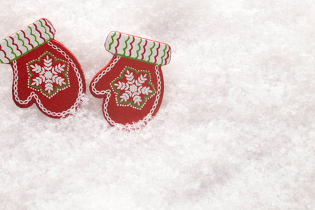 Christmas decor, on the snowy surface.の写真素材