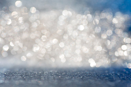 Christmas spruce - silver bokeh defocused.Stock image.の写真素材