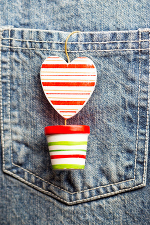 Blue jeans texture pocket and christmas decor.