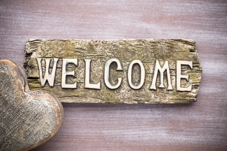 Valentine's Day greeting card. Heart on a wooden background.の写真素材