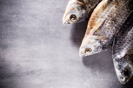 River perch salted, dried. Studio photo.の写真素材