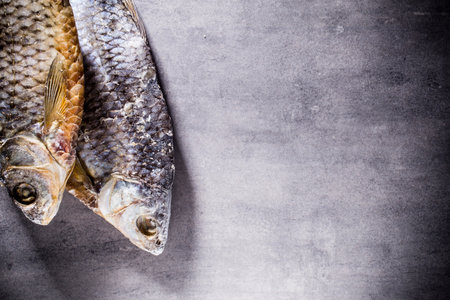 River perch salted, dried. Studio photo.