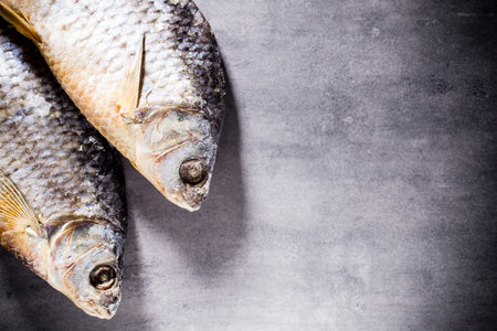 River perch salted, dried. Studio photo.