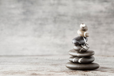 Spa stones on the grey background.の写真素材