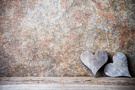 Wooden hearts rustic style. Greeting card. Wooden hearts rustic style. Greeting card.