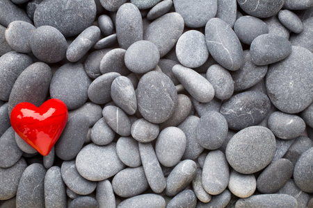 Red heart of the spa stones.の写真素材