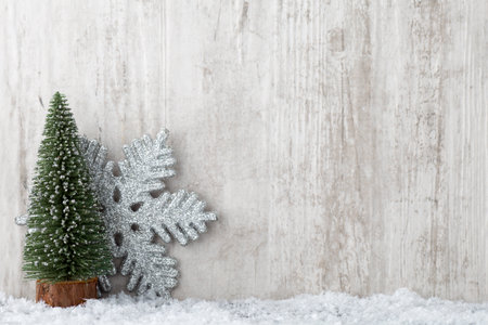 Gray metal background, Christmas decoration.の写真素材