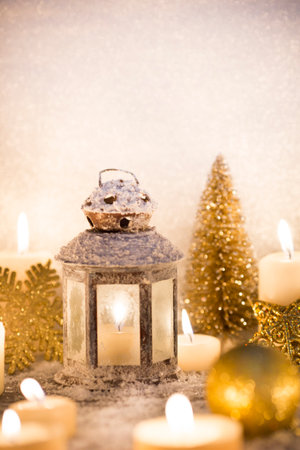 Lantern with candlesの写真素材