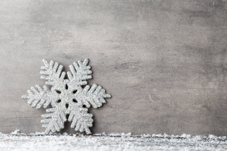 Gray metal background, Christmas decoration.の写真素材