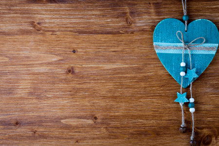 Heart on the wood background.の写真素材