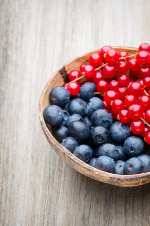 Fresh blueberries and red currant.