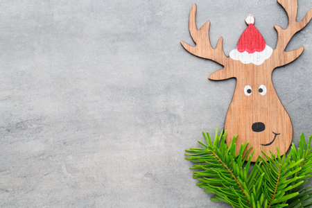 Christmas decor with santa hat. Vintages background.の写真素材