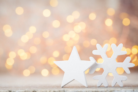 Christmas decor with santa hat. Vintages background.の写真素材