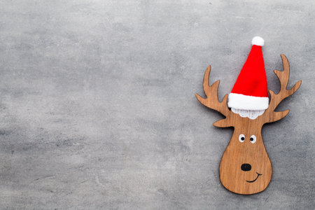 Christmas decor with santa hat. Vintages background.の写真素材