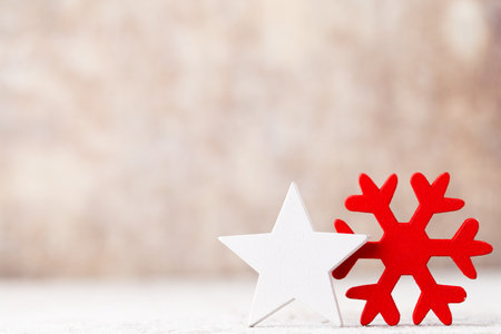 Christmas decor with santa hat. Vintages background.の写真素材