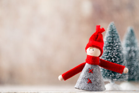 Christmas greeting card. Noel gnome background. Christmas symbol.の写真素材