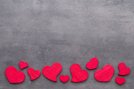 Red heart on the gray background.の写真素材
