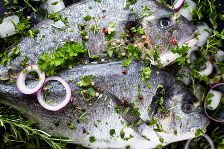 Marinated bream sea isolated on white background.の写真素材