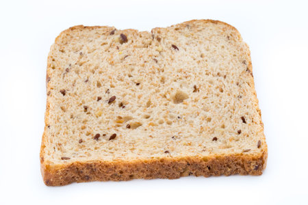 Rye bread slice isolated on white background.