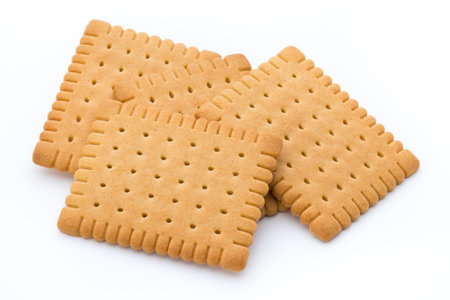 Butter cracker on white background.の写真素材