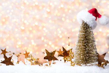 Christmas and new year gold theme background.の写真素材