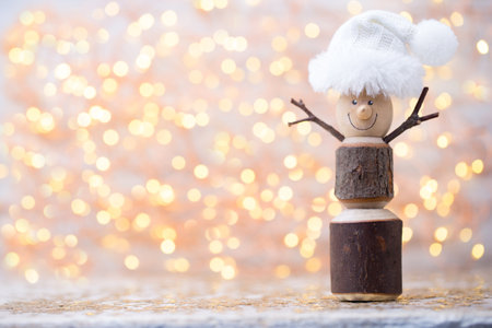 Christmas greeting card with christmas rustic decorations.の写真素材