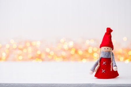 Christmas decoration on a white wooden background.の写真素材