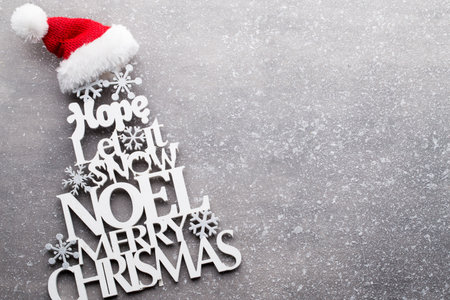 Vintage wooden christmas decor on the snow background.の写真素材