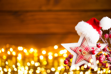 Christmas background with light spots and bokeh.の写真素材