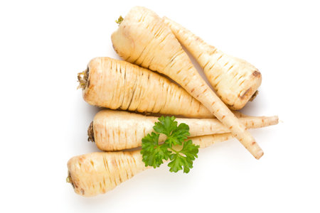 Parsnip and persley isolated on the white background.の写真素材