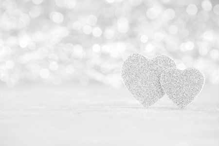 Red heart, valentine day greeting card. Bokeh background.の写真素材